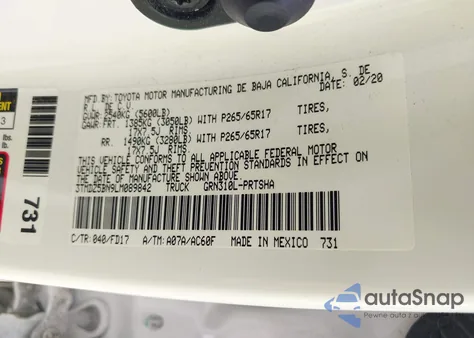 2020 Toyota Tacoma Trd Sport из США, поврежденный, VIN 3TMDZ5BN9LM089842